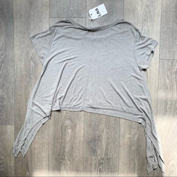 Revolve LNA Ribbon Tee Top T-Shirt Asymmetric Hem Short Sleeve Tie up Sides XS - Picture 15 of 16